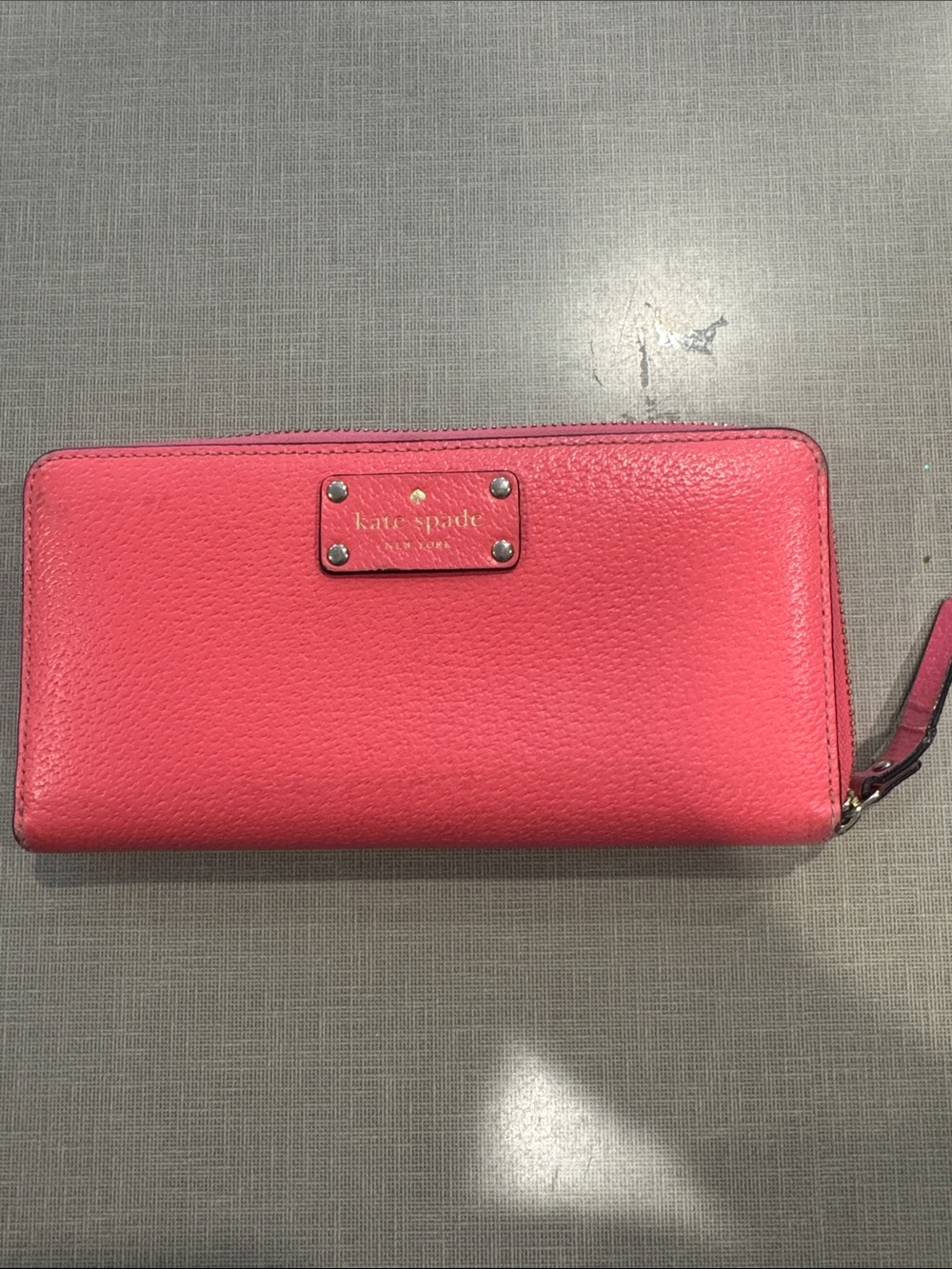 kate spade Coral Pink Zip Around Leather Wallet